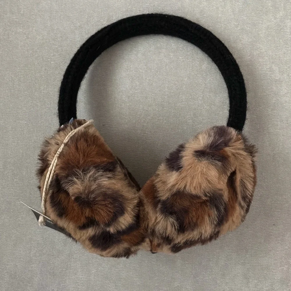 Hatattack Brown & Black Leopard Faux Fur Earmuffs One Size